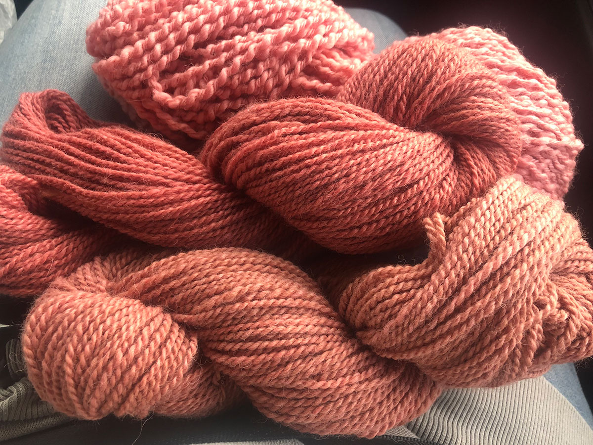 naturally dyed yarn in Prairie Threads Fibershed